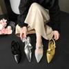 Fashionable Pure Color Sexy Pointed Toe High Heel Shoes Spring New Style Hand Print Thick Heel Single Shoes for Women