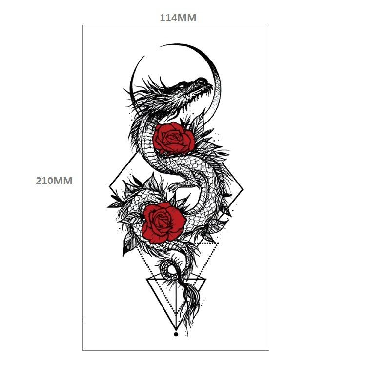 

Наклейка с татуировкой ветра, красочная русалка, девятихвостая лиса, пегас, геометрический рисунок животного, водонепроницаемая наклейка 114*210MM