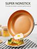 LMETJMA 8 10 12inch Copper Non Stick Frying Pan With Lid Scratch Resistant Ceramic Coating Skillet Egg Pan Cooking Omelet Pan