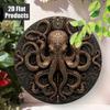 Retro Metal Octopus Wall Art 8 Inch Round Plaque Marine Sea Creature Decor Home Coastal Beach Sign