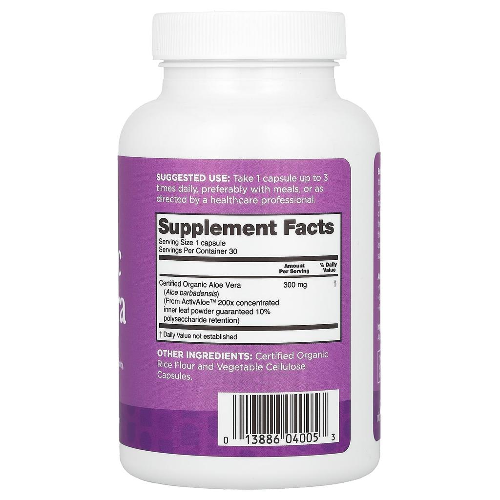 Organic Aloe Vera, 300Mg, 30 Capsules