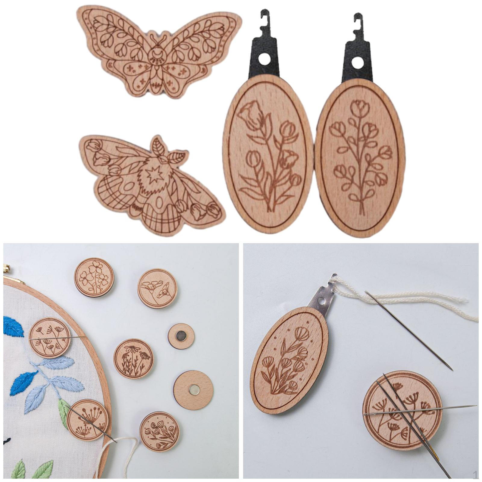 

4 шт. Набор принадлежностей для держателей игл, нитевдевателей, компактных деревянных держателей для швейных булавок для креста Set D