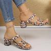 Fashion Leopard Print High Heel Sandals for Women Summer Open Toe Thick Heeled Outdoor Slippers Woman Casual Comfort Sandalias