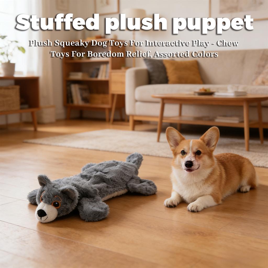 Plush Squeaky Dog Toys For Interactive Play - Chew Toys For Boredom Relief, Assorted Colors