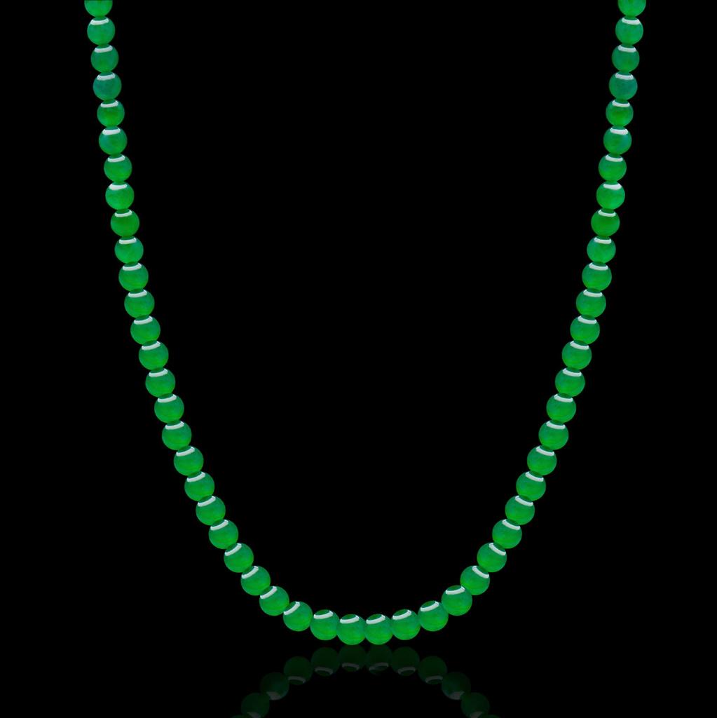 Natural Grade A Imperial Green Jadeite Bead Necklace & Bracelet Set