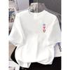 Lucky Eye, Pink Heart Print Tshirt Short Sleeve Crew Neck Casual Top for Summer Spring, Women's Clothing