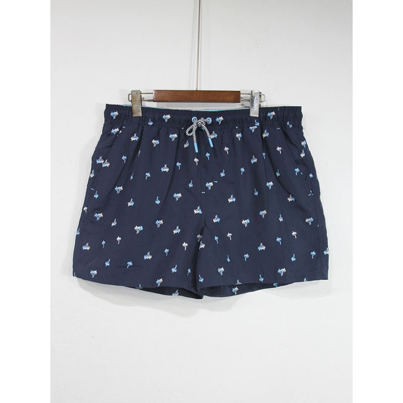 

Export European and American Orders Men Quick-Drying Beach Pants Intranet Embroider over Print Seaside Travel Outfit Short Shorts Navy blue 6XL