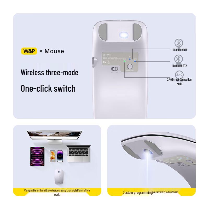 W&P Bluetooth Triple-Mode Ergonomic Wireless Mouse