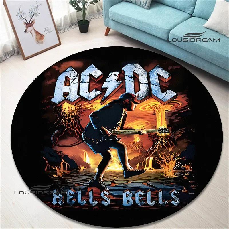 3D Rock Band AC/DC Retro Printed Round Carpet Bedroom Beautiful Carpet Non -slip Door Pad Floor Mats Area Rug Birthday Gift
