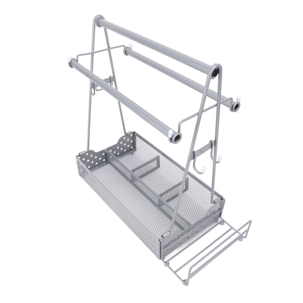BBQ Condiment Holder Picnic Utensil Grill Caddy with Paper Towel Roll Holder for Outdoor Party