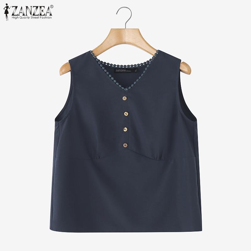 ZANZEA Maiuri de vară fără mâneci cu decolteu în V pentru femei