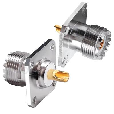 2 Adet SO239 Şasi Montaj Konnektörü PL259 Lehim Yuvası 25x25mm Flanş Panel Koaksiyel Konnektör 4 Delikli UHF Dişi RF Koaks Adaptörü