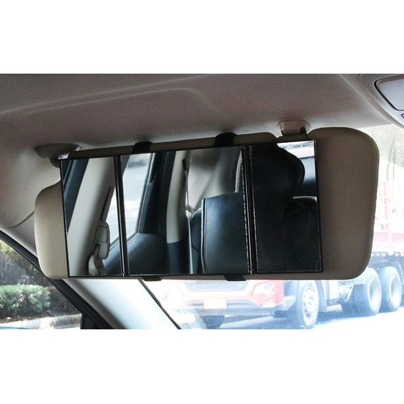 Car 3 Sections Folding Vanity Mirror Adjustable Car Sunshade Mirror Car Interior Decorative Mirror