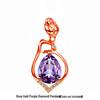 Amethyst Purple and Rose Diamond Pendant Women's Necklace - Short Clavicle Chain