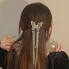 Hair Clip Realistic Butterflies Luxury Hollow Out Long Tassel Faux Pearl Fix Hair Non-Slip Hair Decoration Stable Back Head Hair Clip Hair Accessories