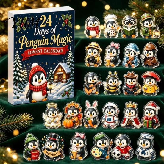 24 Days Countdown Calendar Guinea Pig Advent Calendar, 24Pcs Acrylic 2D Ornament Set with Decorative Patches Christmas Outfits, Tree Hanging