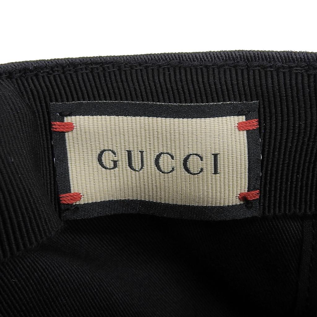 Pristine GUCCI Cap Black Cotton Mens 751400 Used