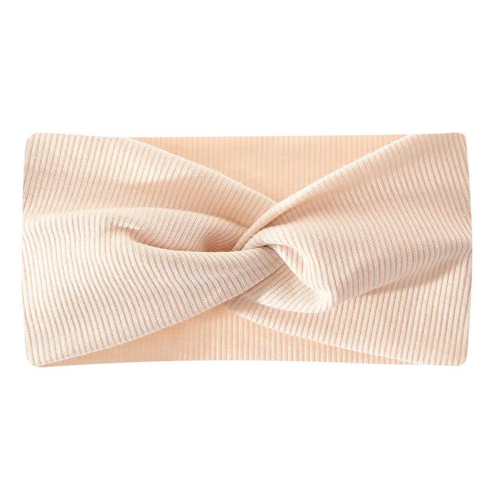 

Bohemian Style Ribbed Cotton Yoga Headband - Wide, Elastic, Crossover Design Ribbed Cotton