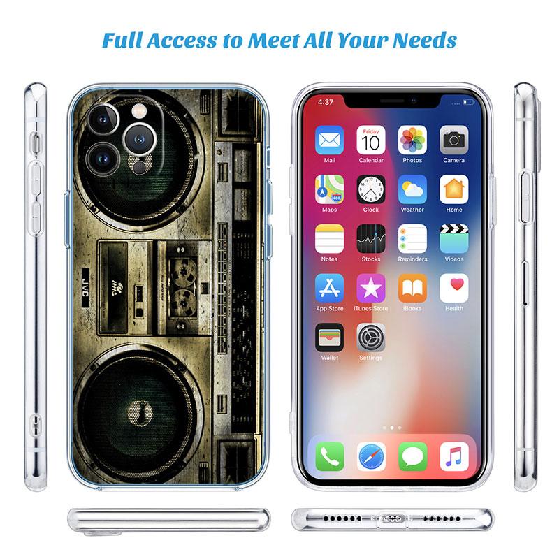 Vintage Boombox Tape Transparent Phone Case for Motorola Moto G7 G8 G9 G84 G85 G73 G24 G15 Z2 Play Power Plus