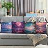 4Pcs Dreamy Rose Seaside View Digital Printing Pillow Cover Short Plush Suitable Living Rooms Bedrooms Sofas Throw Cushion Cover