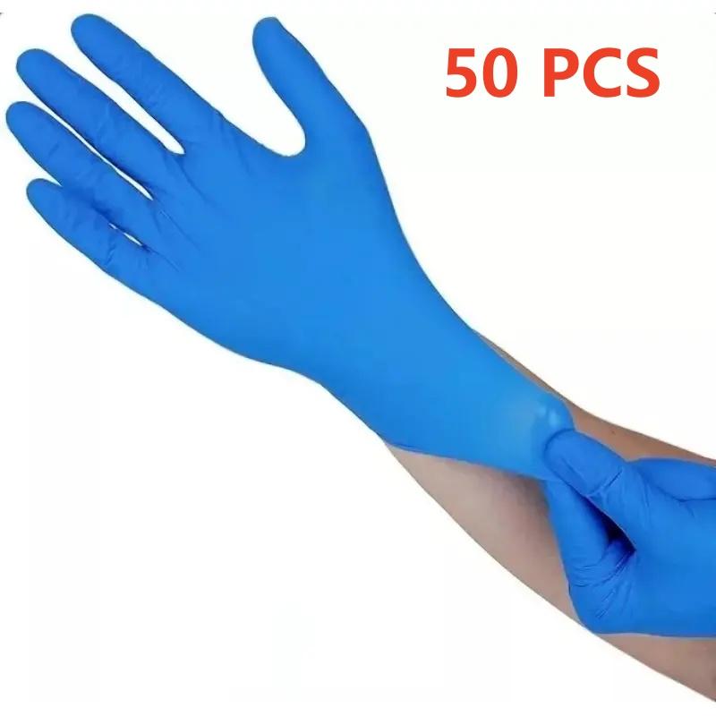 20/50/100PCS Blue Nitrile Disposable Gloves Household Cleaning Gloves Non-Sterile Working Kitchen Gloves Powder & Latex Free