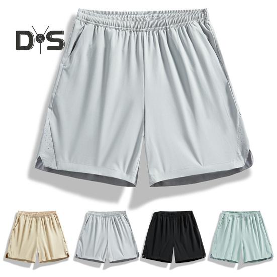 Herren-Shorts, einfarbiges Design, elastische Taille, Sport-Shorts mit Taschen, atmungsaktive Shorts im Casual-Stil