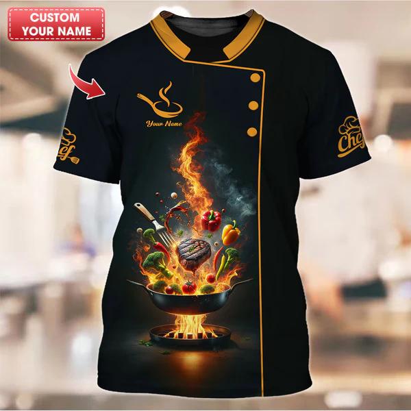 2025 Neue Designs Koch 3D-Druck T-Shirt Personalisiert Individueller Name T-Shirts Uniform Kurzarm Locker Schnelltrocknend T-Shirts Unisex Oberteile