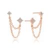 Arrival Double Ear Studs Tassel Chains Hanging Earrings for Women Ear Piercing 3 Metal CZ Jewelry
