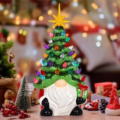 2025 Christmas Tree Dwarf Battery Luminous Resin Dwarf Christmas Tree Lamp Ornament Christmas Cute Desktop Decorations