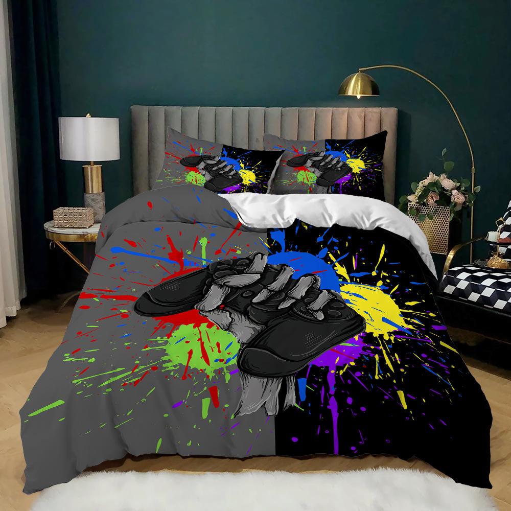 Gamepad Kit 3D Digital Printing Quilt Cover E-Sports Boy Bedding Three-Piece Set