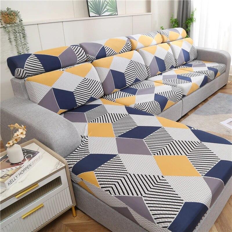 New Floral Printed Stretch Sofa Seat Cushion Cover Backrest Cover Protector for Couch Sofa Cover L Shape Chaselong Slipcovers