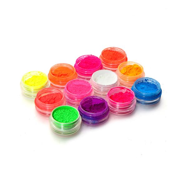 12 Colors Nail Art Tips UV Gel Fluorescent Powder Dust Manicure Decor DIY Tool