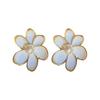 Summer flower stud earrings smudged enamel drop glaze stud earrings pearl colored earrings candlelight retro colored drop earrings