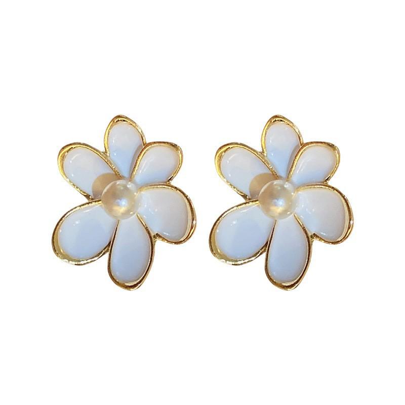 Summer flower stud earrings smudged enamel drop glaze stud earrings pearl colored earrings candlelight retro colored drop earrings