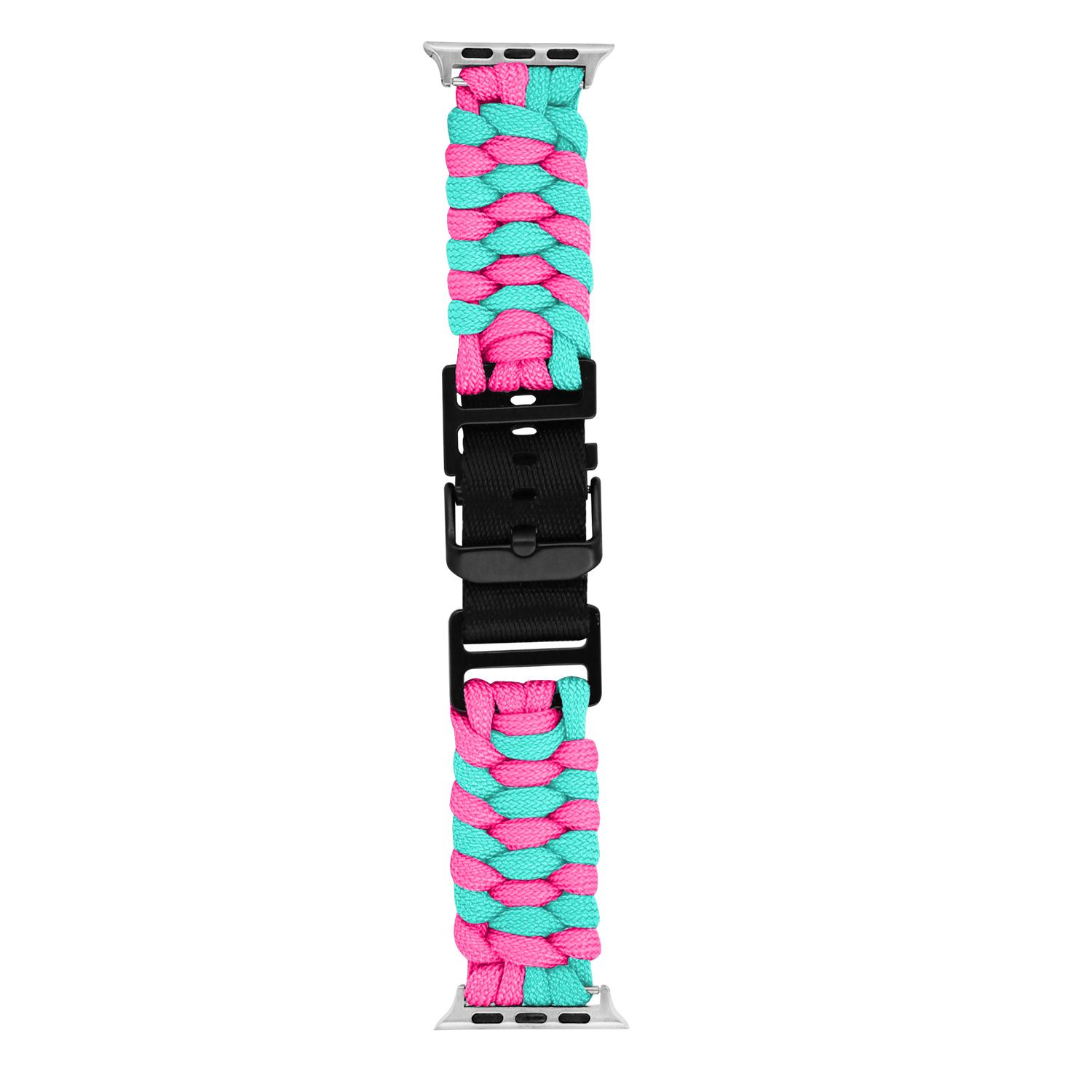 

For Apple Watch Series 10 42mm/9 8 7 41mm/SE (2023) SE (2022) SE 6 5 4 40mm/3 2 1 38mm Nylon Rope Watch Band Dual Color Yellow+Black