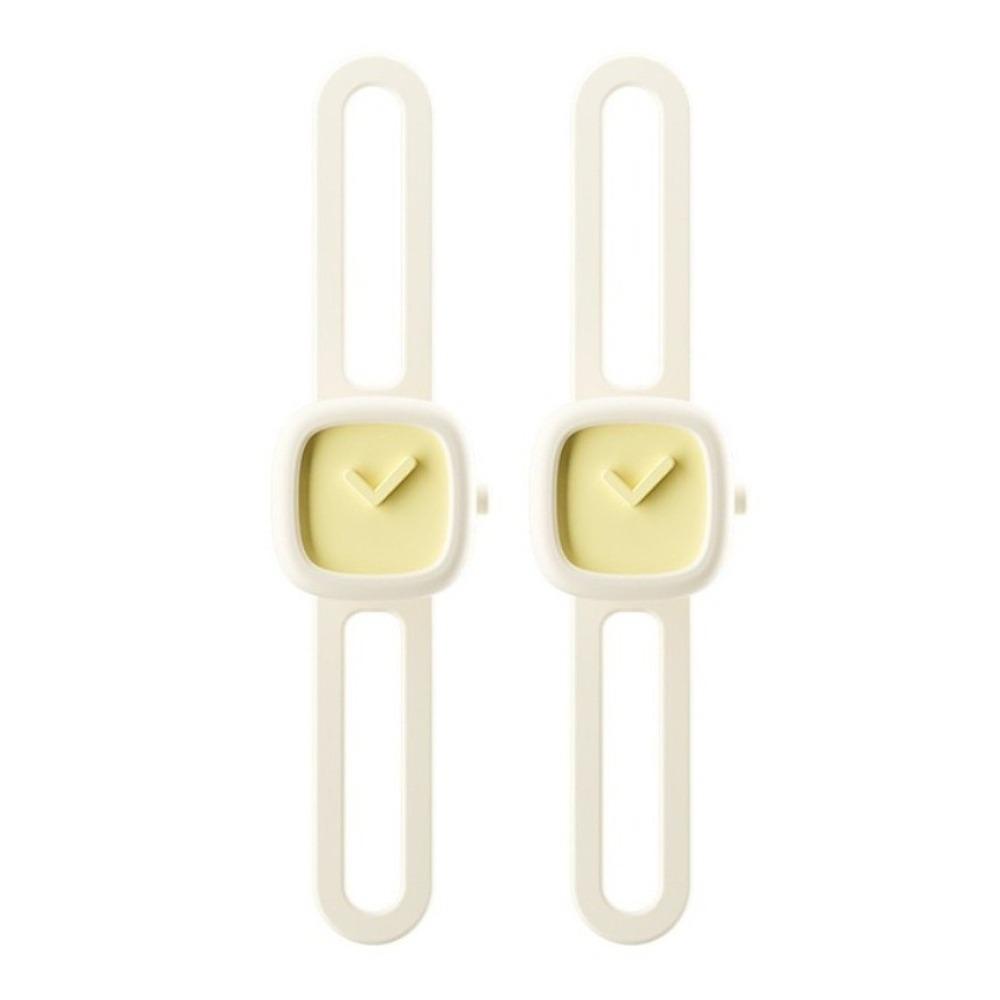 

2pcs Durable Silicone Door Stopper Watch Shape Mute Door Handle Bumper Anti-Shock Practical Wall Protector Home Decoration бежевий