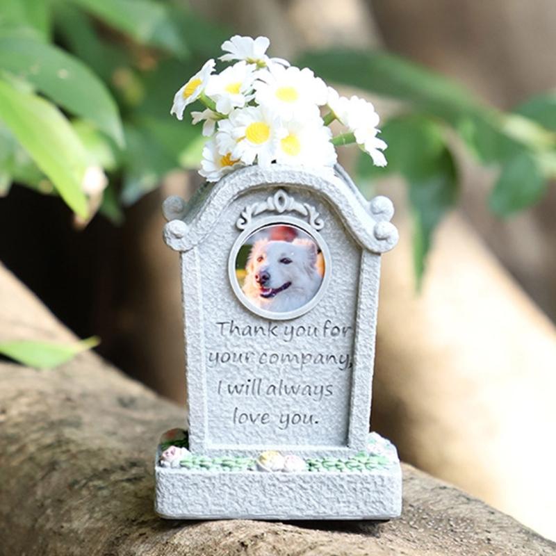 Pet Memorial Headstones Resin Tombstone for Garden Cemetery with Engraved Word Pet Loss Gravestones Garden Pet Monuments