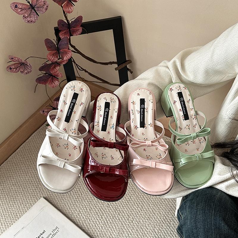 Fashion High-Heeled Shoes Lady Ladies' Slippers Rubber Flip Flops Luxury Slides Butterfly-Knot Slipers Women Hawaiian Designer 2025