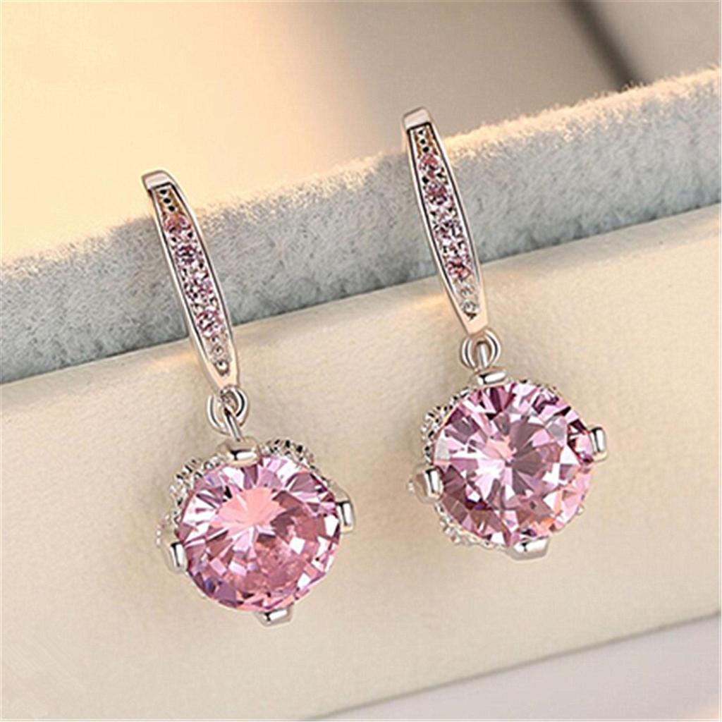 Sterling Silver S925 Zircon Six-Claw Earrings for Women