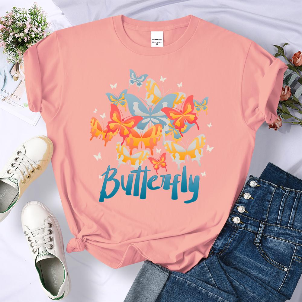 Summer Colorful Butterfly 3D Printed T Shirts Women Multicolor Soft T-Shirt Summer Hip Hop Clothing Crewneck Y2K Female Short Sleeve