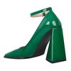 Fashion Kaky's New Ultra High Thick Heel Lacquer Leather Square Head Large Buckle Strap Single Shoe Women's Shoes 44 45 46