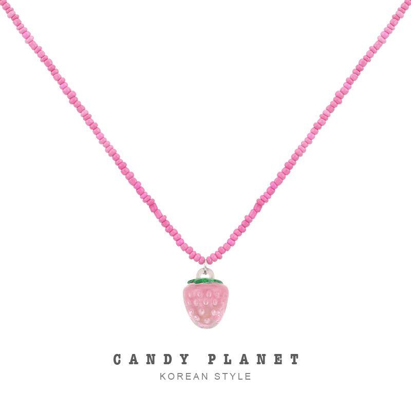 

Candy | Fruit | Original Design Pink Strawberry Bead Necklace Fresh Sweet Clavicle Chain Girlfriends Jewelry Rose Pink Small Strawberry Necklace