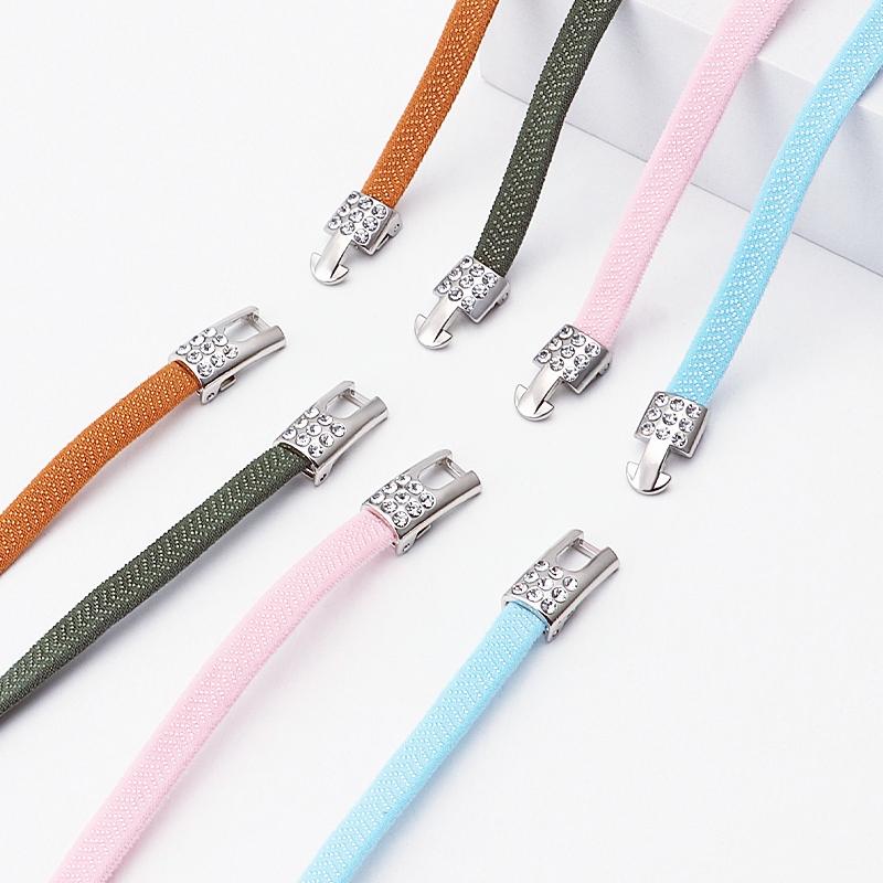 No Tie Elastic Shoelaces Sneakers Laces with Diamond Cross Locks for Kids Adults Rubber Bands Shoe Laces 1 Pair/2 Pair