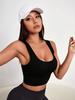 Women's spring and summer black U-shaped sports bra, suitable for various sports and daily leisure.