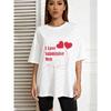 White Oversized T Shirt With I Love Submissive Men Text And Red Hearts Print For Casual Wear And Everyday Outfits