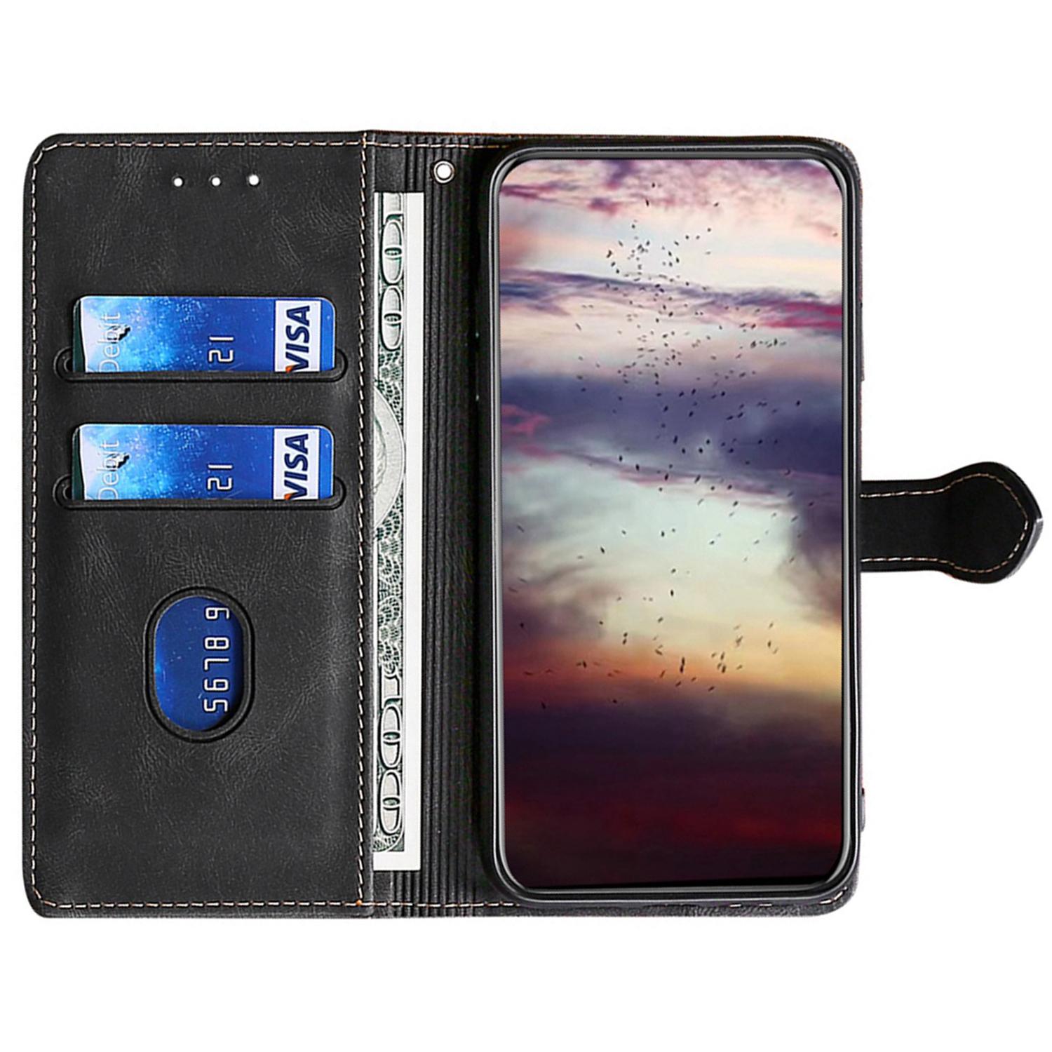 

For TCL 505 Case PU Leather Phone Cover Anti-Fall Shell with Stand Function Black