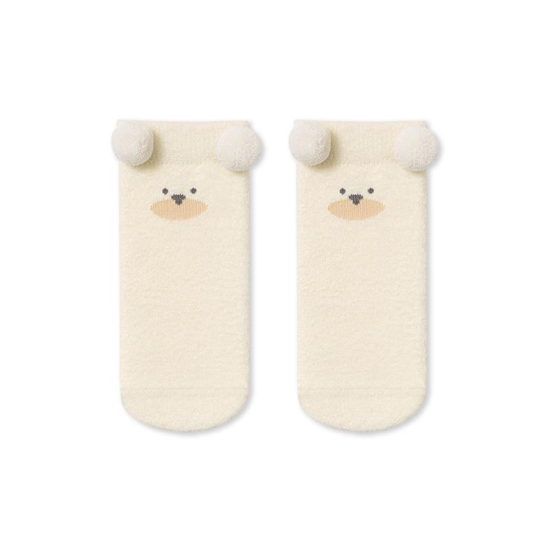 

Cartoon Baby Coral Velvet Socks Cute Bear Children Warm Stockings 0-5year Kids Knee Protection Stocking Infants Plush Long Socks L бежевий
