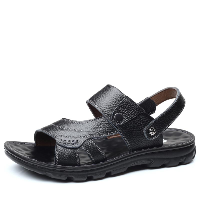 

Casual Leather Man Summer Shoes New Arrival Men s Sandals Dual-Purpose Slippers Quick Dry Beach Shoes Simple Half Drag 44 чёрный
