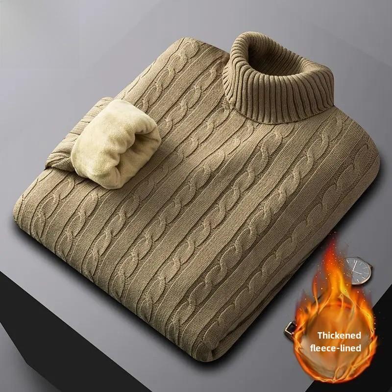 Ανδρικό Πόλο Ζιβάγκο Πουλόβερ Χοντρό Βαμβακερό Πλεκτό Τοπ Φλις Επένδυση Και Πυκνωμένο Ζεστό Σουτιέν Μαλακό Και Εύκαμπτο Κομψό