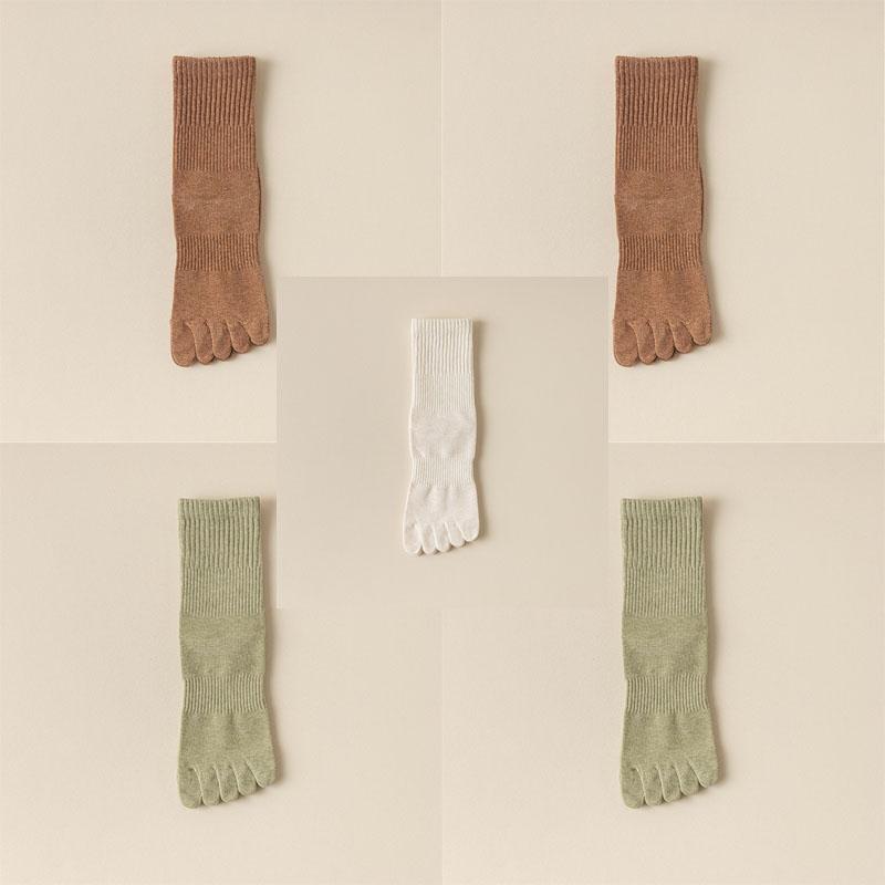 

5 пар женских носков с пятью пальцами из чистого хлопка, однотонные женские спортивные носки с раздельным носком, весна-осень 2025 г. 5 Pairs